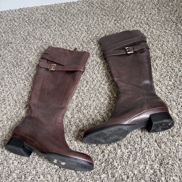 Ecco Women’s Tall Riding Boots Brown Leather Size 39 US 8.5-9 Equestrian - Picture 1 of 6